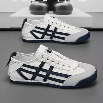 Мужская обувь Универсальные маленькие белые туфли Мужская ретро мода Модные туфли на одну ногу без застежек 44 белый