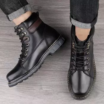 Мужская обувь Универсальные мужские мотоциклетные ботинки Мужские ботинки из натуральной кожи Новое поступление Мужская обувь для ходьбы с высоким верхом 38