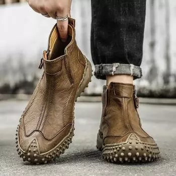 Мужская обувь, универсальные мужские низкие кроссовки 2024 года, модная классика для мужчин, ботильоны из натуральной кожи, мужские зимние плюшевые ботинки для снега 38