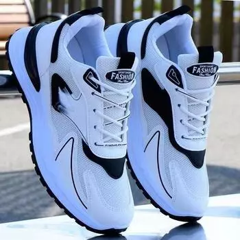 Мужская обувь Весенние кроссовки Мужская сетчатая поверхность Дышащая повседневная обувь Универсальная мужская обувь для бега с волосами 39 чёрный