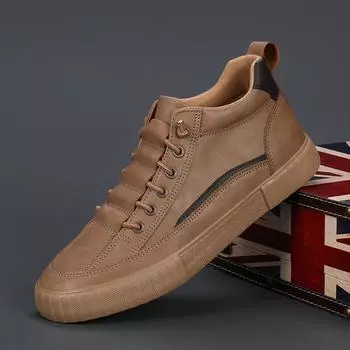 Мужская обувь Весенние мужские высокие кожаные туфли Корейская версия Модная повседневная универсальная обувь Мужские сноуборд-туфли Модная обувь 38