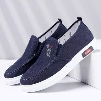 Мужская обувь Весенняя дышащая повседневная тканевая обувь с одной педалью Нескользящая износостойкая обувь 41 синий