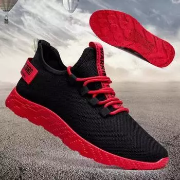 Мужская обувь Весенняя и осенняя модная обувь Мужская спортивная обувь Тканевая обувь Мужская спортивная обувь Сетчатая дышащая обувь Fly Woven 39 красный