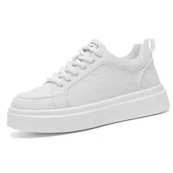 Мужская обувь Весенняя кожаная поверхность Маленькие белые туфли Трендовые маленькие белые туфли на мягкой подошве Толстая подошва Увеличение высоты Универсальная спортивная обувь 39