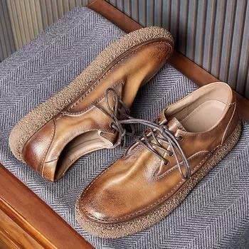 Мужская обувь Весенняя мягкая кожаная обувь Рабочая обувь Трендовая универсальная кожаная обувь Мужская легкая повседневная обувь Кожаная обувь 38 коричневый