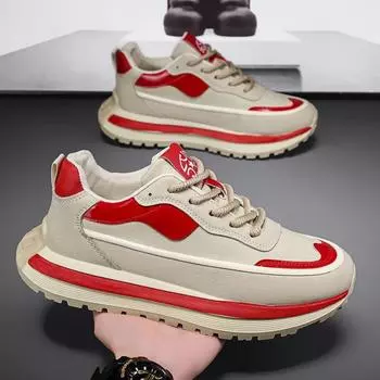 Мужская обувь Весна 2025 Новые дышащие низкие туфли для папы Универсальные трендовые туфли на платформе с высокой подошвой Спортивная обувь для отдыха 39