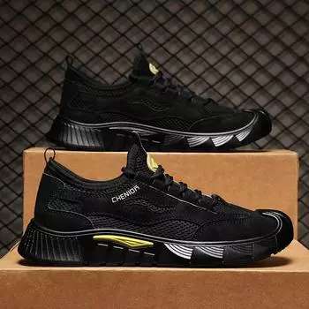 Мужская обувь Весна Новые сетчатые дышащие повседневные рабочие туфли для страхования Модные универсальные рабочие туфли для строительных площадок Грязеотталкивающие сетчатые туфли 39