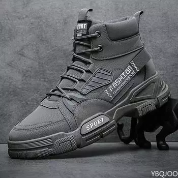 Мужская обувь Высокие мужские ботинки на шнуровке Осенние удобные дышащие ботильоны 2024 Модные мужские ботинки на платформе 39 хаки