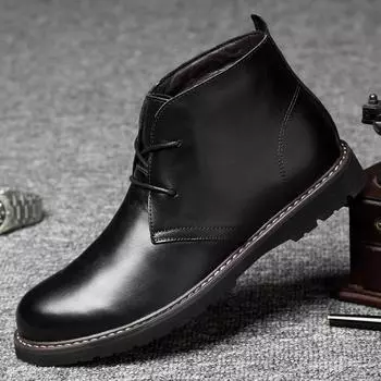 Мужская обувь Высококачественные круглые ботильоны Зимние ботинки для мужчин Роскошная деловая обувь на шнуровке Мотоциклетные ботинки из натуральной кожи 36