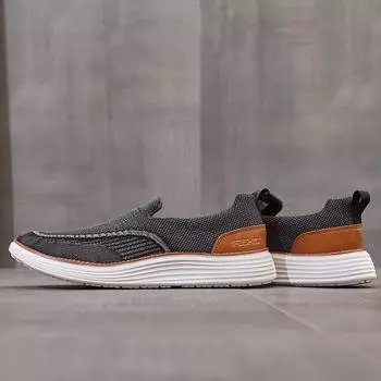 Мужская обувь в британском стиле 2024 года, летние дышащие кроссовки, сетчатая обувь Fly-Woven, мужская обувь для бега размера Plus 47 39 чёрный
