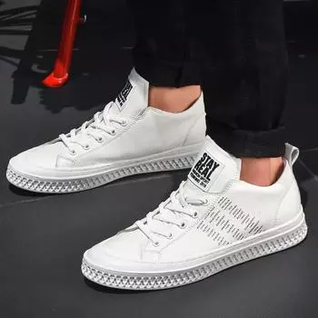 Мужская обувь в британском стиле, белые туфли, мужская осенняя обувь, универсальная обувь на все времена года, художественные кожаные кроссовки 38 белый