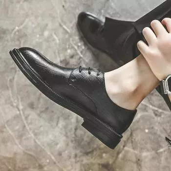 Мужская обувь в британском стиле, осенние новые деловые туфли из кожи, дышащая повседневная обувь, увеличивающая рост, свадебные туфли для мужчин 6155-R 38 чёрный