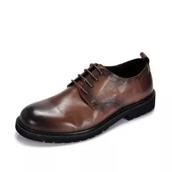 Мужская обувь в британском стиле, первый слой коровьей кожи, ретро-туфли с большой головой, отполированные вручную старые модные туфли, повседневные кожаные туфли на платформе 38 коричневый