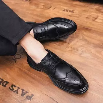 Мужская обувь в деловом стиле, британский стиль, трендовые маленькие кожаные туфли, мужские повседневные остроносые кожаные туфли, туфли 38