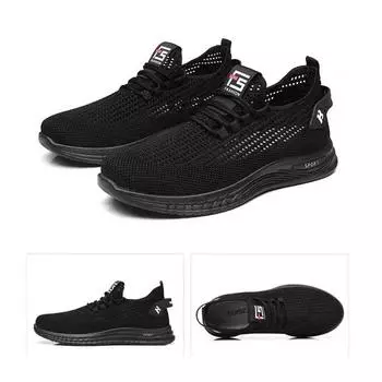 Мужская обувь, весенне-летние дышащие нескользящие кроссовки, повседневная обувь для бега, легкая сетчатая обувь 44 чёрный