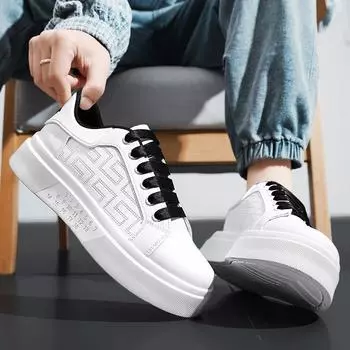 Мужская обувь весенне-летняя обувь мужская кожаная поверхность дышащая обувь для мальчиков доска универсальная повседневная спортивная кожаная обувь белая обувь мужская 39