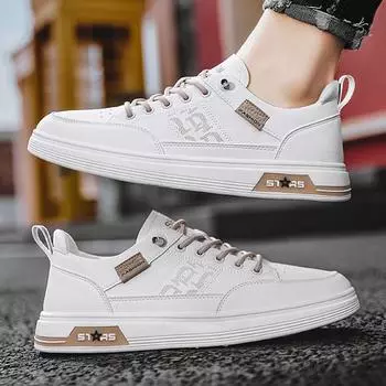 Мужская обувь, весенние дышащие белые туфли, модные спортивные и повседневные туфли на мягкой подошве. 39 белый