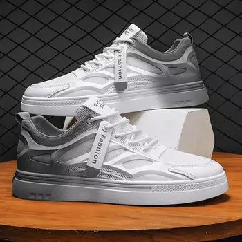 Мужская обувь, весенние дышащие тонкие сетчатые туфли 2025 года, новый тренд, универсальные сетчатые спортивные повседневные туфли, маленькие белые туфли для досок, модная обувь 39