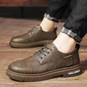 Мужская обувь, весенние новинки, деловая повседневная кожаная обувь, модная универсальная обувь, мужские нескользящие рабочие туфли с одной педалью 39 коричневый