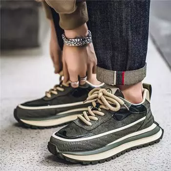 Мужская обувь весенний трендовый бренд Advanced Sense универсальные спортивные кроссовки с большой головкой повседневные толстые подошвы с внутренней стороны увеличивают высоту черные папины туфли 39 чёрный