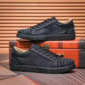 Мужская обувь, весенняя мужская обувь для доски, повседневная обувь с заклепками, модная обувь со стразами 39
