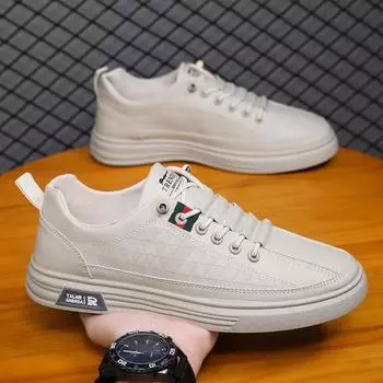 Мужская обувь, весенняя, новая, дышащая, универсальная, модная обувь, мужская повседневная обувь для сноуборда, белые туфли без шнурков и с одной педалью 39 белый