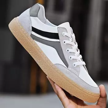 Мужская обувь, весенняя обувь из натуральной кожи, новая модная обувь, мужская кожаная обувь, модные повседневные кроссовки на плоской подошве 38 белый