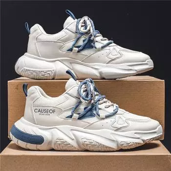 Мужская обувь, весенняя спортивная и повседневная обувь, модные корейские бренды, универсальная обувь, обувь, увеличивающая рост 39 бежевый