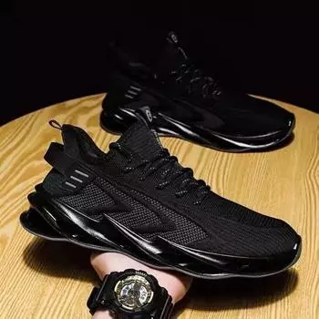 Мужская обувь, весенняя супердышащая сетчатая обувь, новая мужская спортивная обувь, мужская повседневная обувь с летающим плетением 40 чёрный