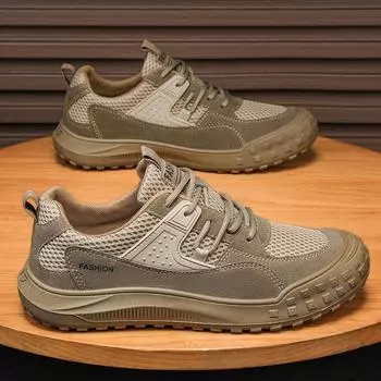 Мужская обувь весна 2024 новые дышащие мужские кроссовки модная универсальная обувь мужская нишевая оригинальная повседневная модная обувь 39 хаки