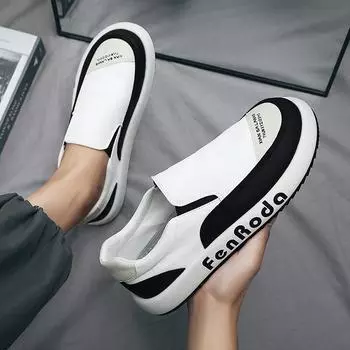 Мужская обувь весна 2024 новые дышащие парусиновые туфли для доски из старого Пекина, шелковые туфли из ткани «ленивый» с одной педалью, повседневные модные туфли 39 белый