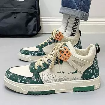 Мужская обувь, весна 2024, высокие повседневные кроссовки, трендовые универсальные белые туфли, легкая спортивная модная обувь на мягкой подошве 39 синий