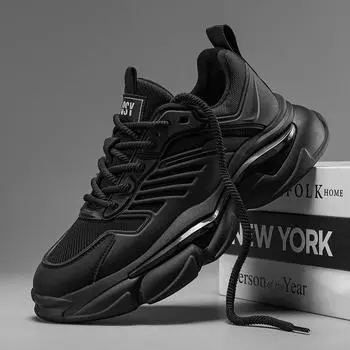 Мужская обувь весна 2025 года новая сетчатая универсальная повседневная спортивная обувь для бега с увеличением роста обувь для папы Дарта Вейдера 39 чёрный