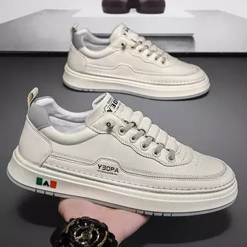 Мужская обувь весна 2025 новая корейская версия универсальные высококачественные мужские повседневные спортивные белые износостойкие туфли с одной педалью 39 белый