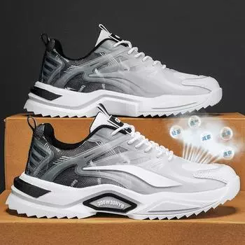 Мужская обувь весна 2025 новые повседневные кроссовки для бега мужские летние дышащие модные туфли little white daddy 39