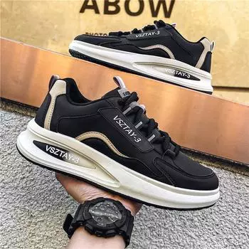 Мужская обувь весна и осень 2025 года, новая корейская версия молодежной спортивной и любительской беговой обуви с толстой подошвой, повышающей устойчивость к скольжению 39