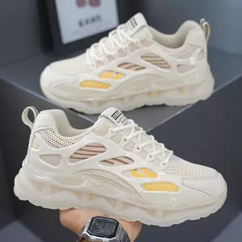 Мужская обувь весна и осень дышащая сетчатая спортивная обувь модная повседневная обувь белого цвета мужская спортивная обувь универсальная обувь для сноуборда 39 белый