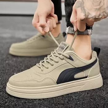 Мужская обувь весна и осень модные кроссовки для активного отдыха 2024 новые модные брендовые корейские повседневные кроссовки молодежная кожаная спортивная обувь 39 зелёный