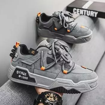 Мужская обувь весна и осень, нишевая высококачественная кожаная обувь для серфинга, мужская универсальная обувь для спорта и отдыха, мужская обувь на платформе для пап, модные туфли 39 чёрный