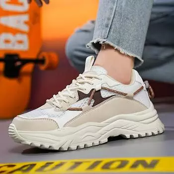 Мужская обувь весна и осень новые кожаные дышащие мужские повседневные кроссовки на платформе спортивные увеличивающие каблук студенческие папы модные туфли 36