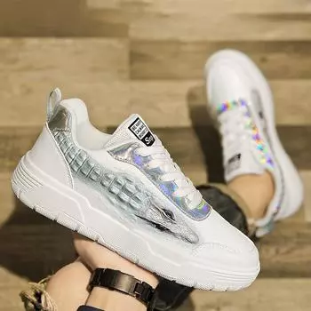 Мужская обувь весна и осень новые мужские низкие туфли с крокодиловой текстурой повседневная мода персонализированные туфли для доски корейская версия молодежной платформы модные 39