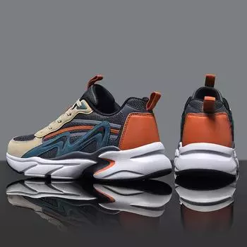 Мужская обувь весна и осень новые сетчатые спортивные повседневные туфли мужская обувь на платформе папа модные туфли сетчатые дышащие кроссовки для бега 39 белый