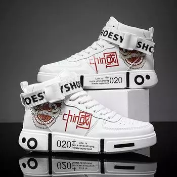Мужская обувь весна и осень новые высокие спортивные туфли пара платформа национальные туфли прилив доска молодежные повседневные белые туфли прилив 31