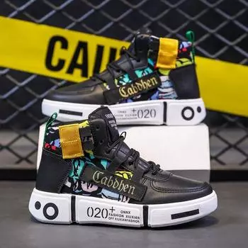 Мужская обувь весна и осень новые высокие спортивные туфли пара платформа национальные туфли прилив доска молодежные повседневные белые туфли прилив 31