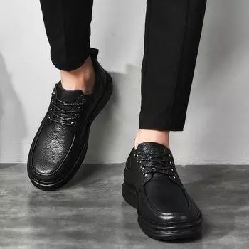 Мужская обувь весна и осень новый верхний слой кожа толстая подошва ленивые туфли ручной работы мужские деловые повседневные кожаные туфли 38