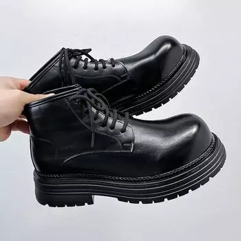 Мужская обувь весна и осень повседневные большие кожаные ботинки с толстой подошвой и внутренним увеличением высоты ботинки Martin 4722-T 38 коричневый