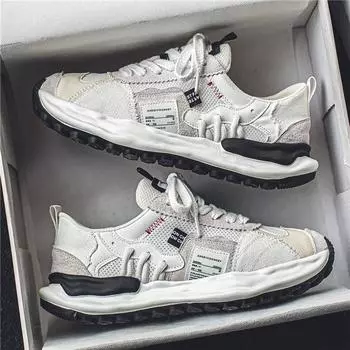 Мужская обувь весна и осень сетчатая дышащая беговая ниша ретро Форрест Гамп повседневная спортивная мужская на толстой подошве увеличивающая папина модная обувь 39 зелёный