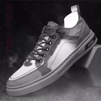Мужская обувь весна/лето 2024 г. Новые туфли из ткани Ice Silk, мужские повседневные универсальные дышащие туфли для скейтбординга, парусиновые туфли, мужские кроссовки 39 серый