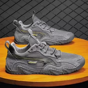 Мужская обувь весна-лето 2024 года, новые сетчатые дышащие спортивные туфли с мягкой подошвой, мужские повседневные кроссовки для бега, кожаные туфли Jinjiang 39