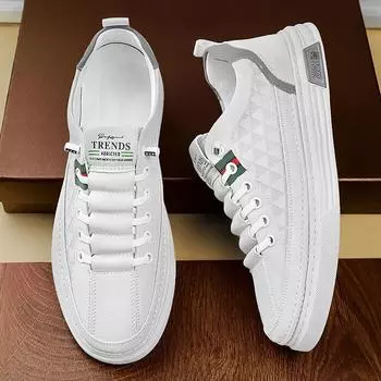 Мужская обувь, весна-лето, дышащая спортивная обувь для доски, мужская повседневная белая обувь 39